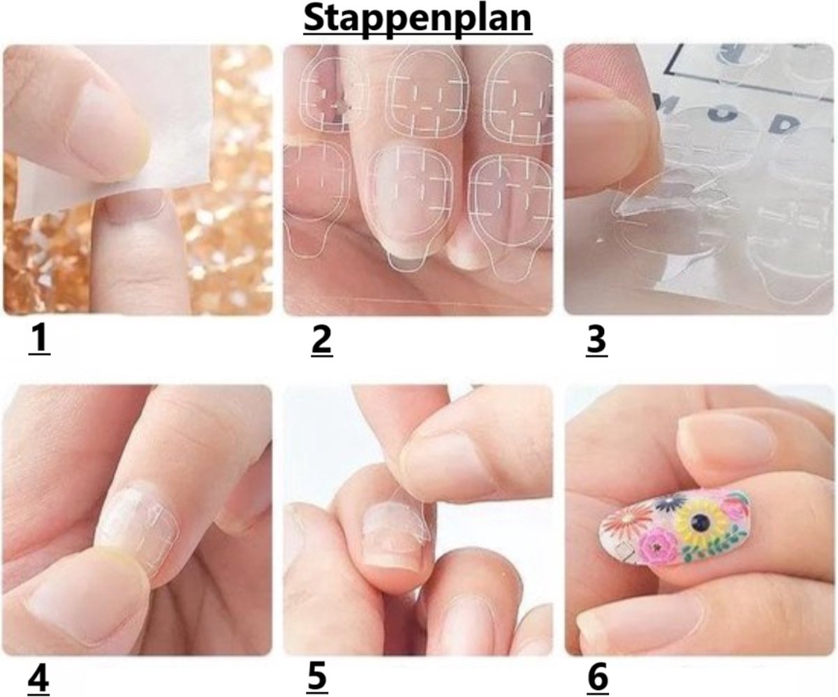 Double-Sided Nail Stickers | 2 Sheets (48 pieces) | Stick-on Nails | Press-on Nails | Fake Nails | Nail V1189-WXFBOL-105-1