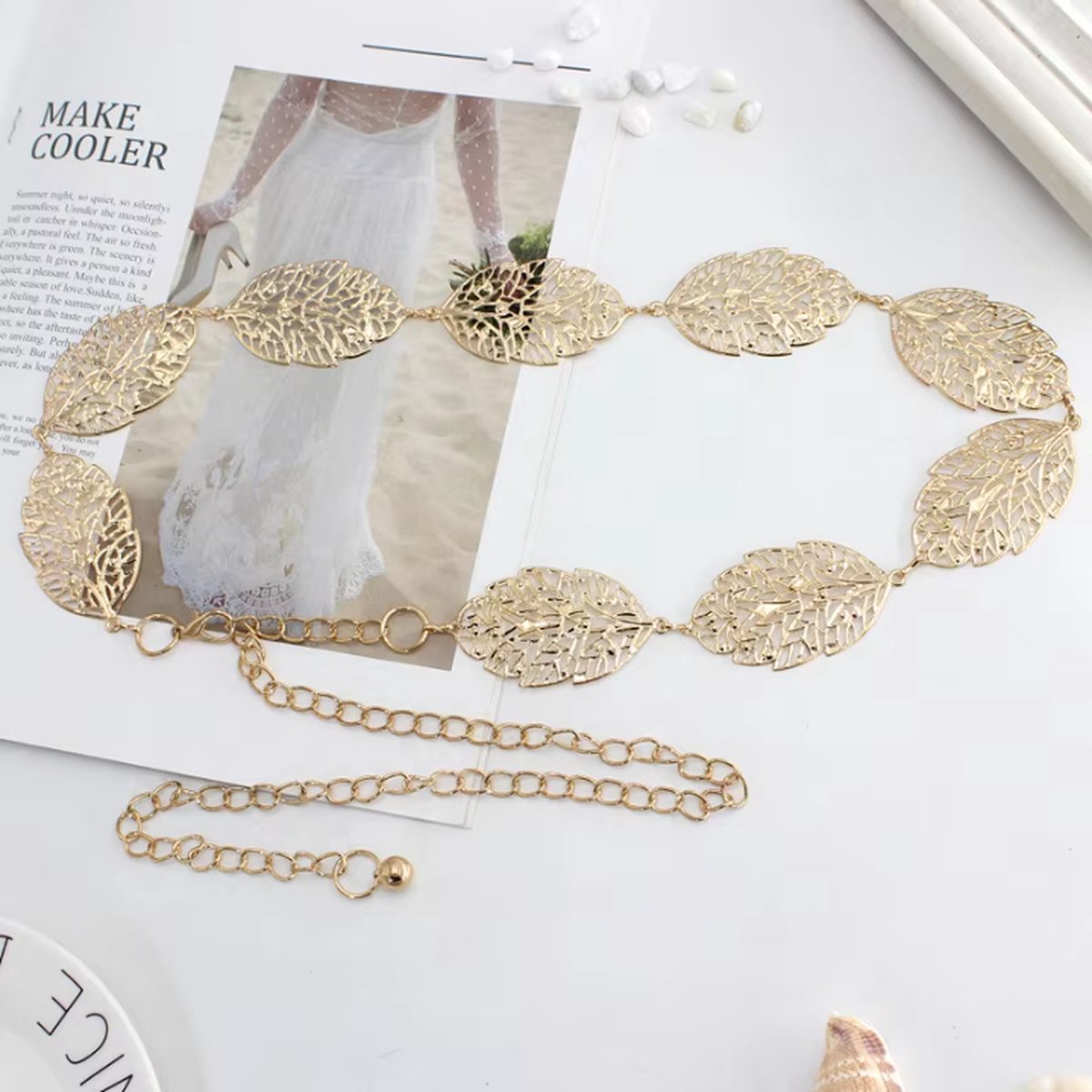 Leaf-Shaped Bridal Belt | Belt | Women's Belt | Wedding Accessories | Gold V1189-WXFBOL-107-1