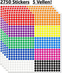 Round stickers - Small dot stickers 6mm for Bullet Journal - 2750 pieces V1189-WXFBOL-108-1
