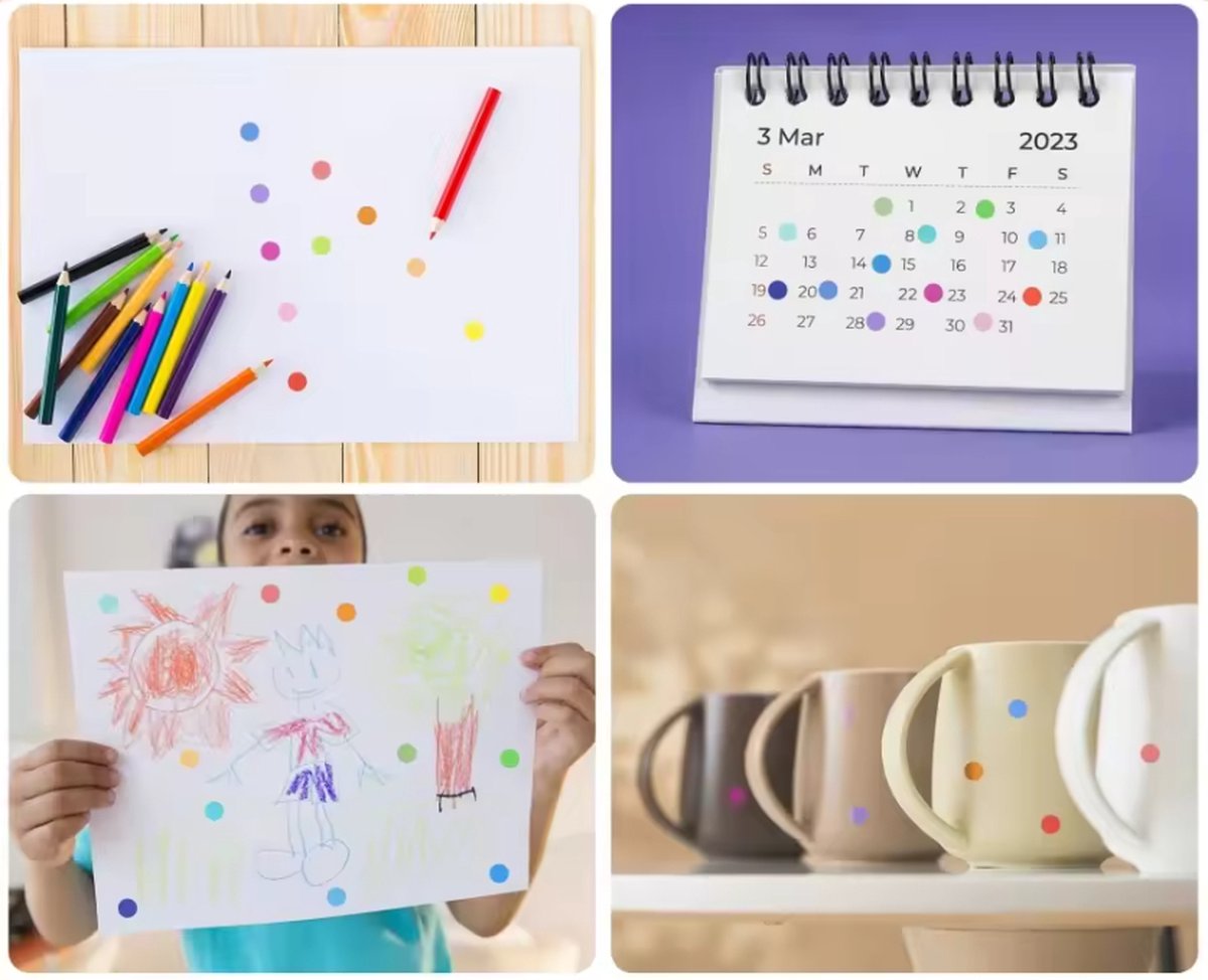 Round stickers - Small dot stickers 6mm for Bullet Journal - 2750 pieces V1189-WXFBOL-108-1