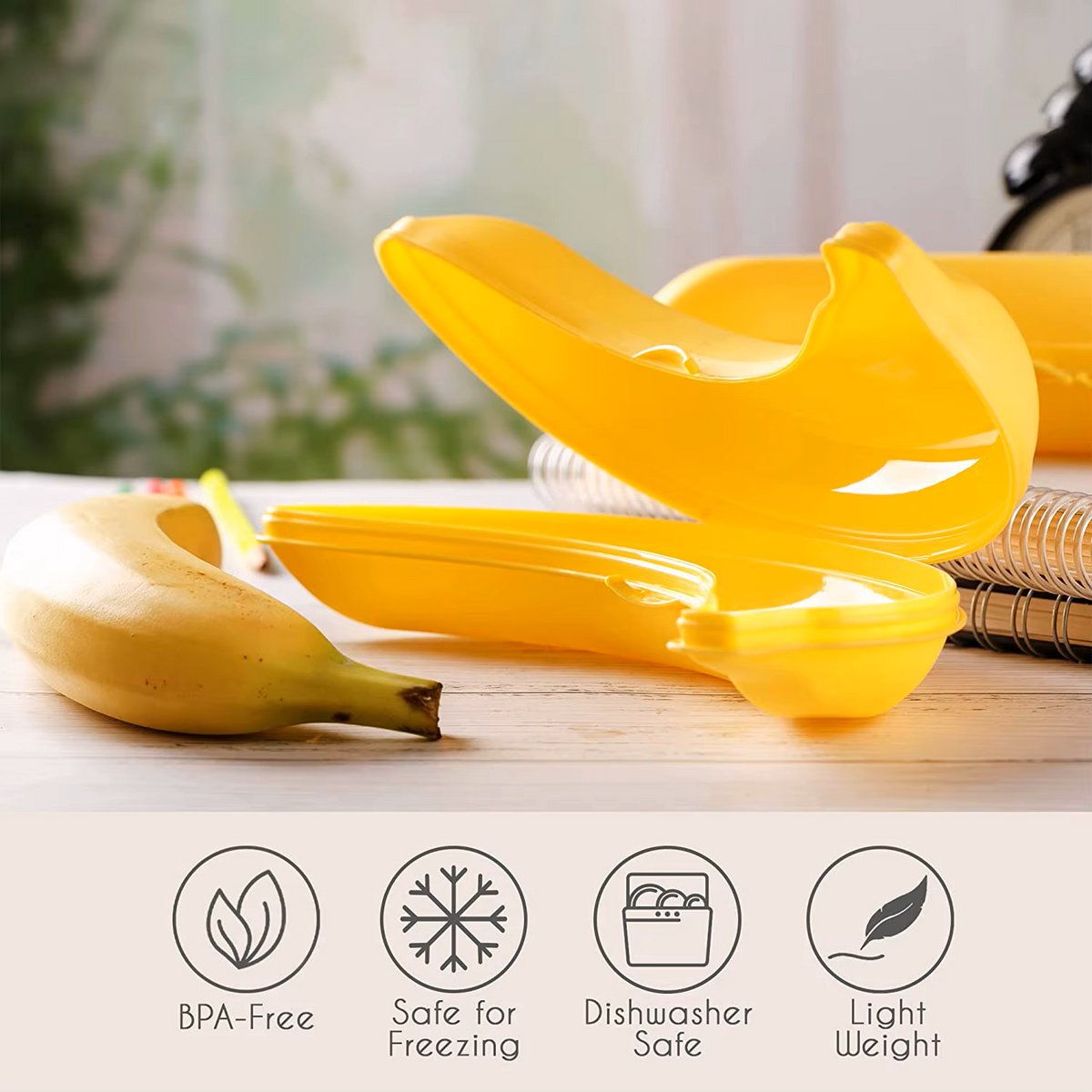 Banana Container | Lunchbox | Fruit Container | Banana Box | YELLOW V1189-WXFBOL-117-1