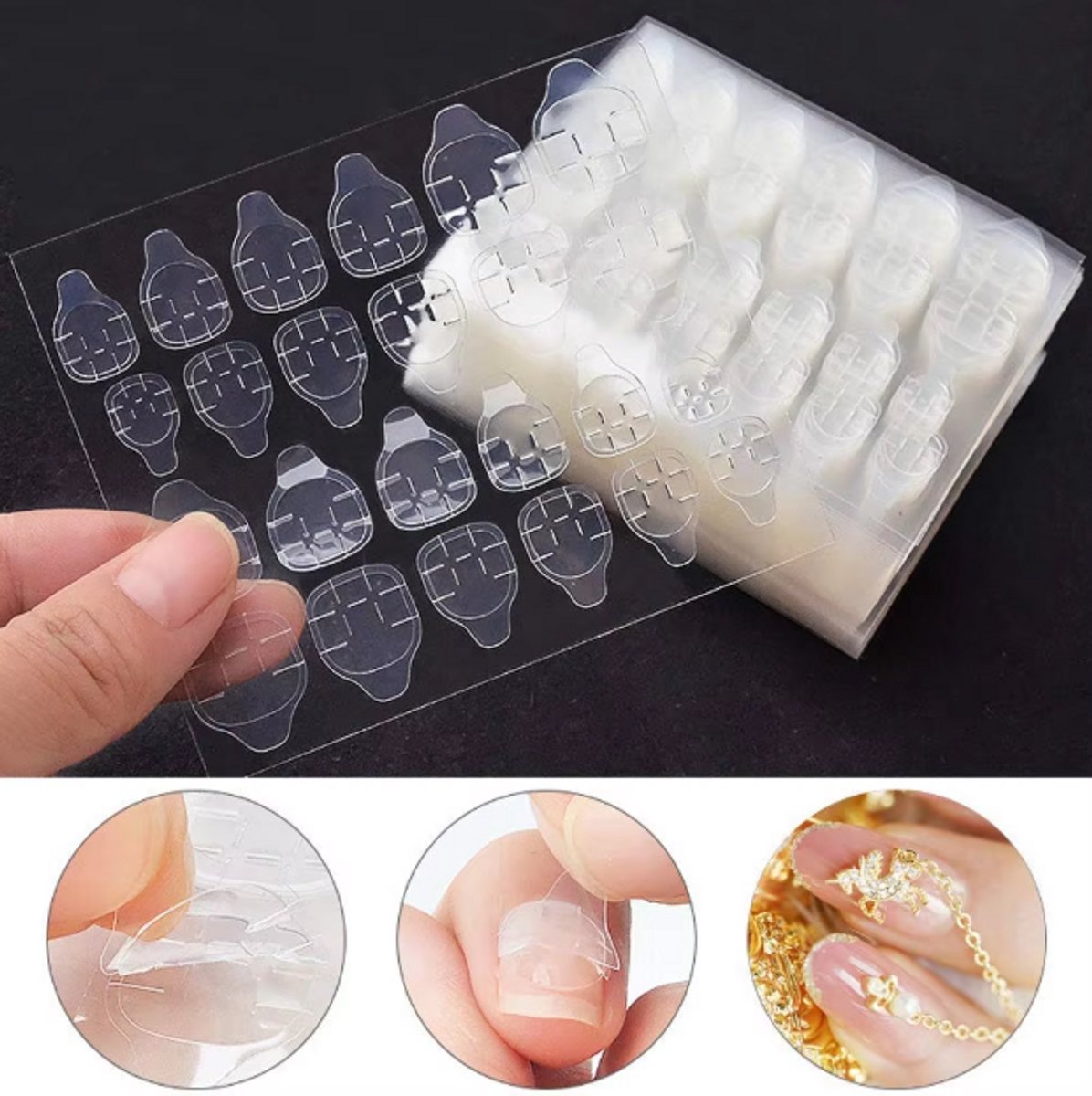 120x (MEGA PACK) Double-Sided Nail Stickers | 5 Sheets | Stick-on Nails | Press-on Nails | Fake Nails | Nail V1189-WXFBOL-120-1