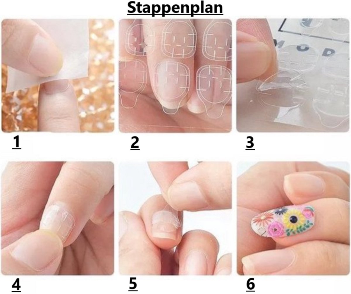 120x (MEGA PACK) Double-Sided Nail Stickers | 5 Sheets | Stick-on Nails | Press-on Nails | Fake Nails | Nail V1189-WXFBOL-120-1