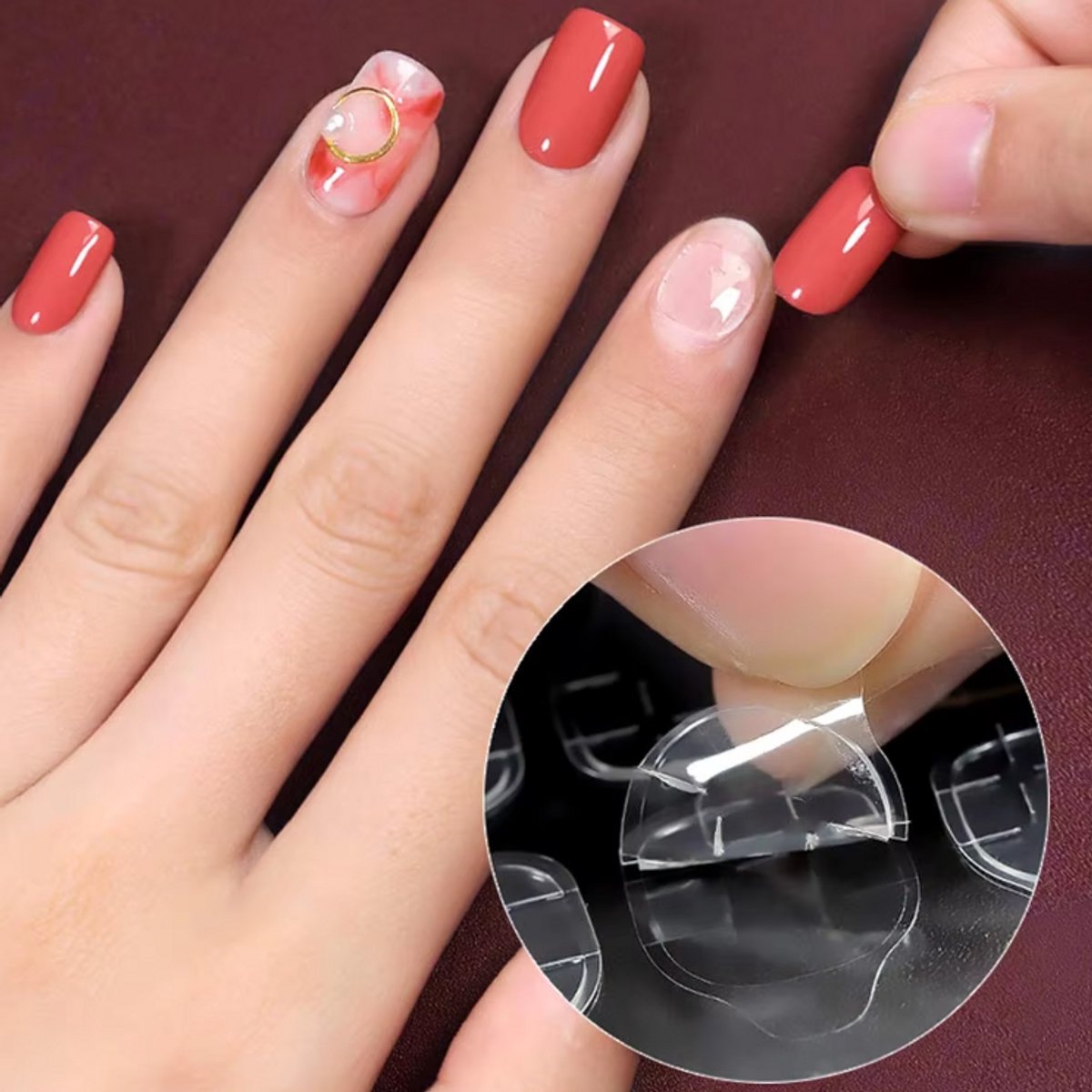 120x (MEGA PACK) Double-Sided Nail Stickers | 5 Sheets | Stick-on Nails | Press-on Nails | Fake Nails | Nail V1189-WXFBOL-120-1