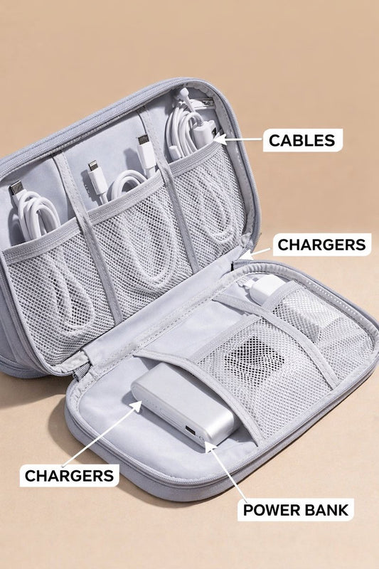 Cable Organizer Bag Grey - Travel & Storage Accessories - Compact & Portable - Water-Repellent - For Cables & V1189-WXFBOL-13-1