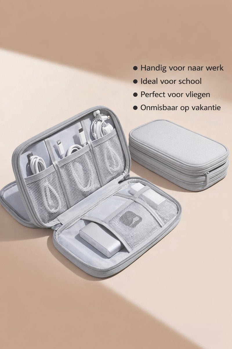 Cable Organizer Bag Grey - Travel & Storage Accessories - Compact & Portable - Water-Repellent - For Cables & V1189-WXFBOL-13-2