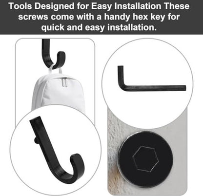 Set of 16 Storage Hooks for Suncast, 5 Black J-Shaped Tool Hooks Organizer with Long Wrench Short Screw V1189-WXFBOL-130-1