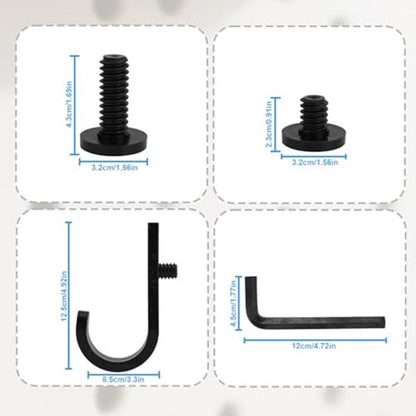 Set of 16 Storage Hooks for Suncast, 5 Black J-Shaped Tool Hooks Organizer with Long Wrench Short Screw V1189-WXFBOL-130-1