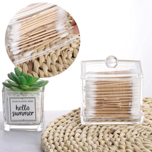 cotton swab holder dispenser large transparent bathroom storage accessories decoration organizer cotton swab V1189-WXFBOL-134-1