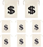 Pack of 8 Fabric Bags - Small Dollar Sign - Drawstring - Coin Pocket - Storage Accessories V1189-WXFBOL-14-1