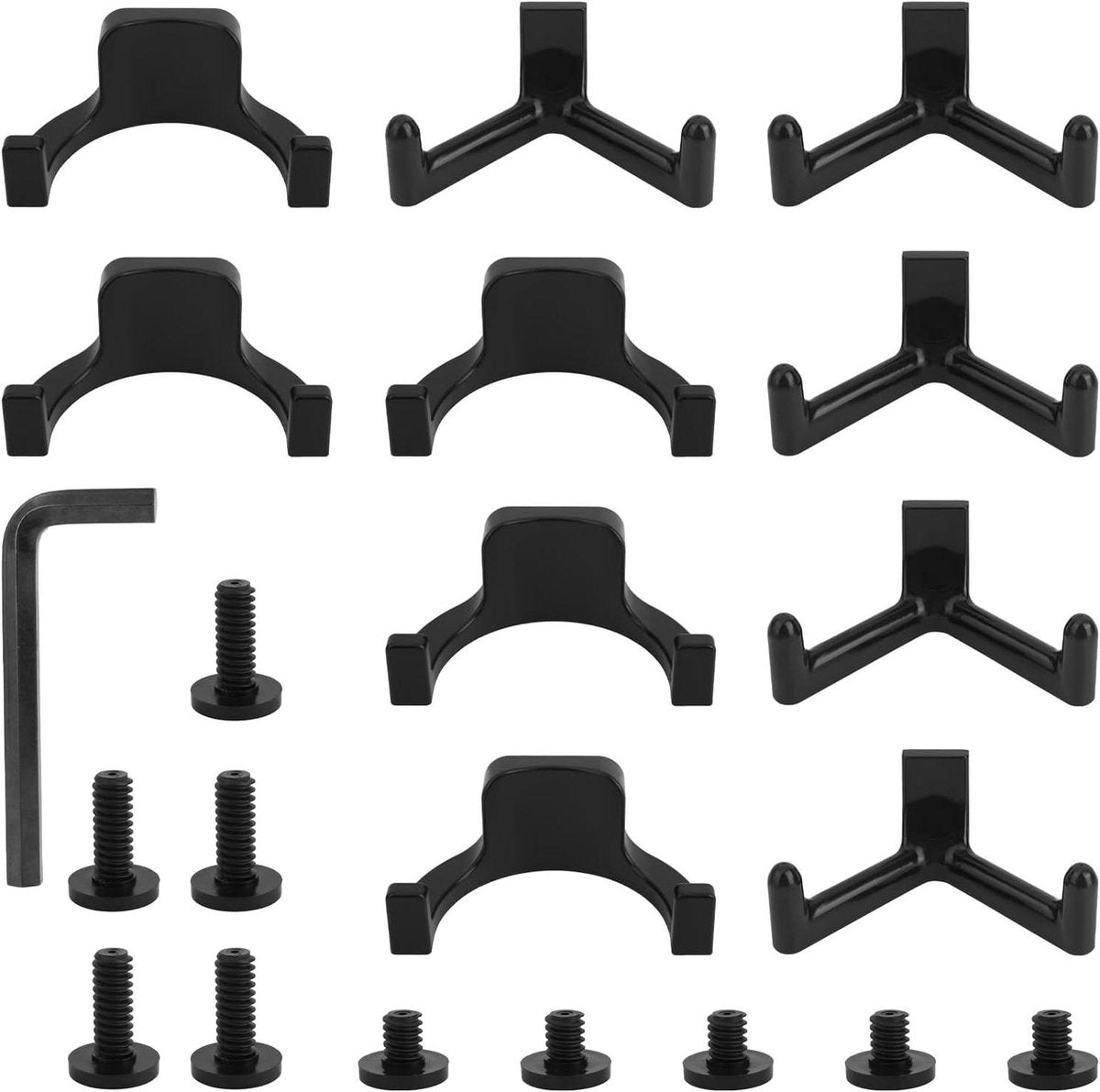 Allecto plus - Tool Storage Brackets, Set of 21, Y/U-Shape, Black, Includes Wrench, Shed Storage Accessories V1189-WXFBOL-143-1