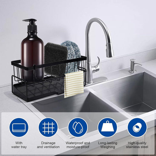 Allecta - Sponge holder and organizer for sink - Draining rack and soap dish with brush holder - Kitchen V1189-WXFBOL-146-1