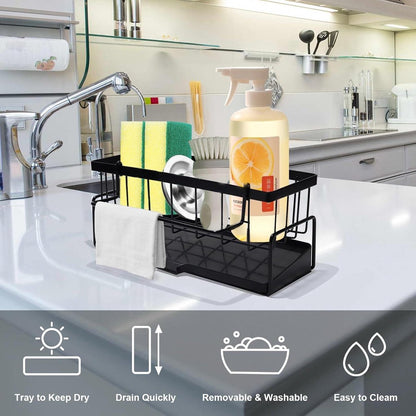 Allecta - Sponge holder and organizer for sink - Draining rack and soap dish with brush holder - Kitchen V1189-WXFBOL-146-1