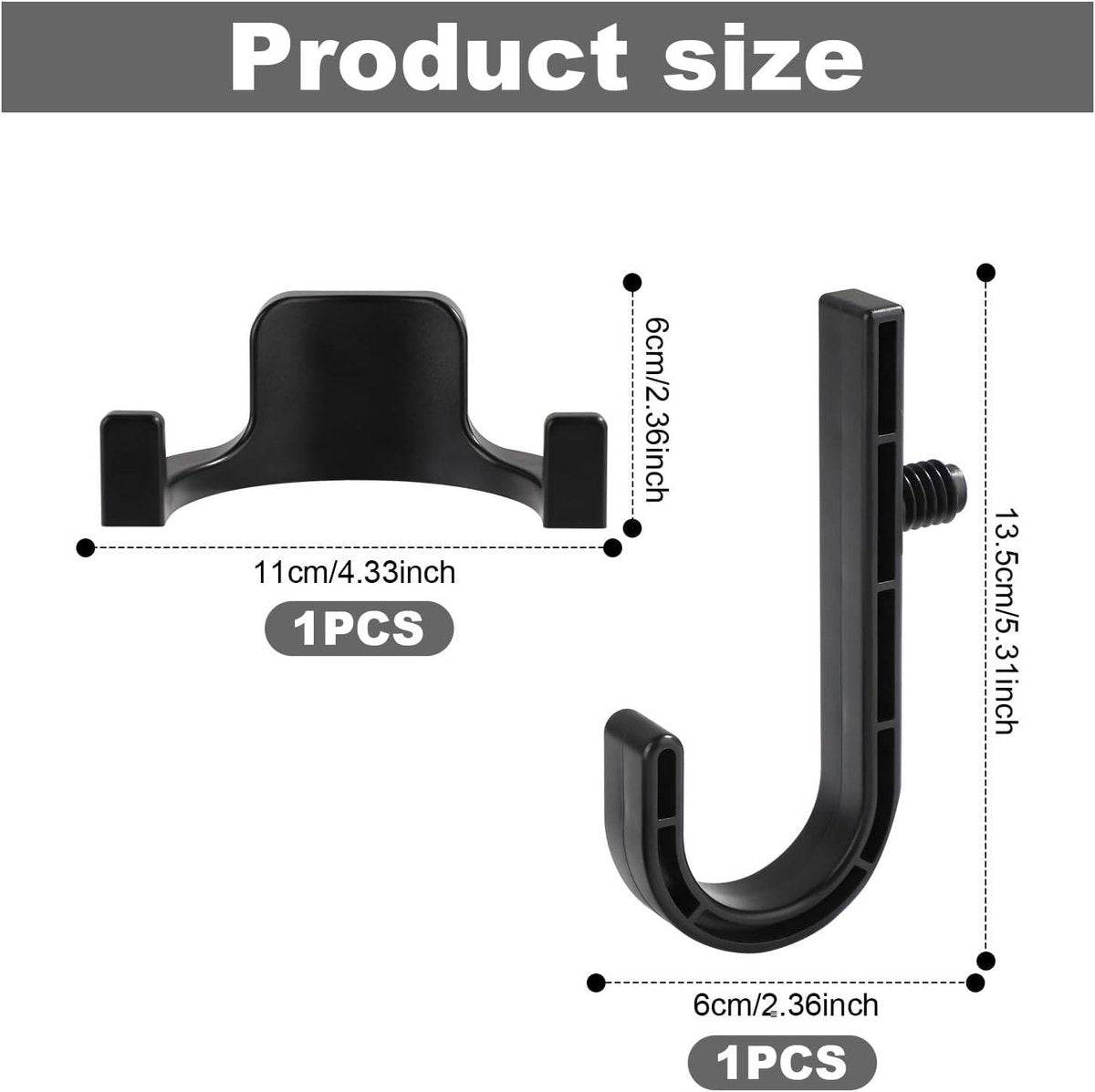 Allecta - Set of 2 Storage Hooks for Sheds | V-Shaped Tool Hooks | Storage Accessories - Black | Suitable for V1189-WXFBOL-147-1