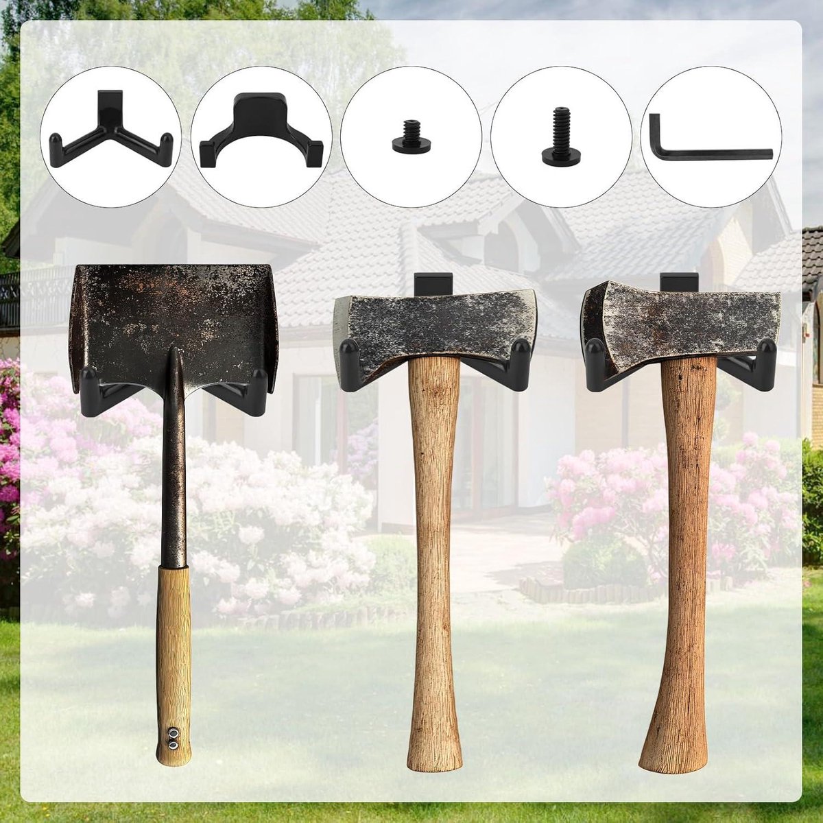 21-Piece Tool Storage Hooks - Black Y/U-Shaped Hooks with Wrench - Shed Storage Accessories - Compatible with V1189-WXFBOL-149-1