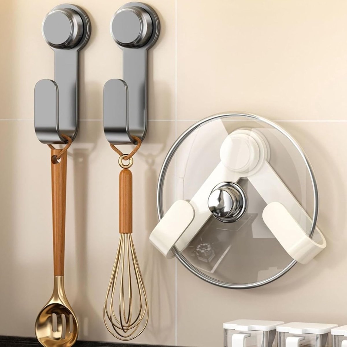 2 pieces - Hooks - Suction hooks - Pot lid racks - Storage racks - Rotatable - Storage accessories - Suitable V1189-WXFBOL-159-1