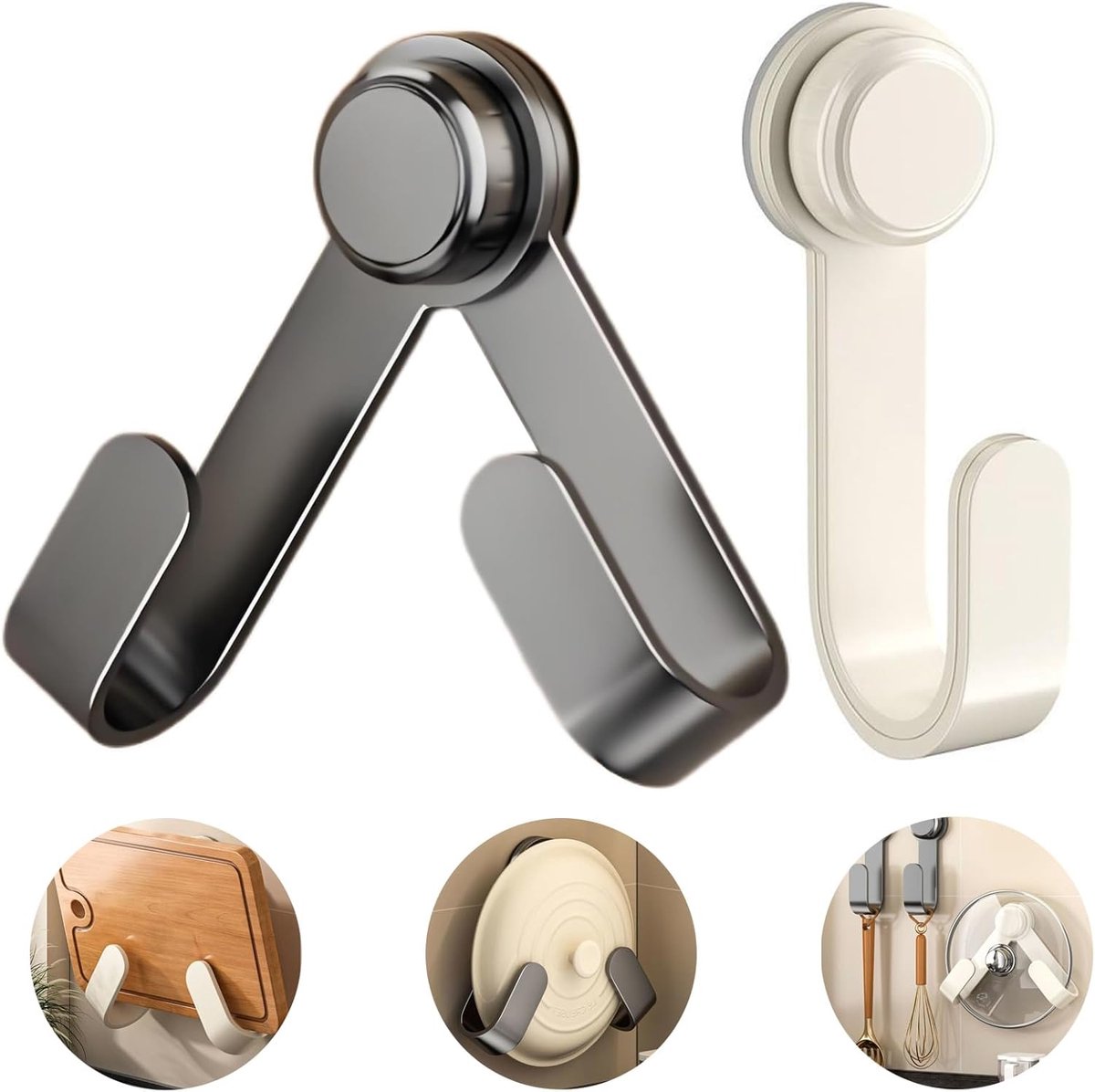 2 pieces - Hooks - Suction hooks - Pot lid racks - Storage racks - Rotatable - Storage accessories - Suitable V1189-WXFBOL-159-1