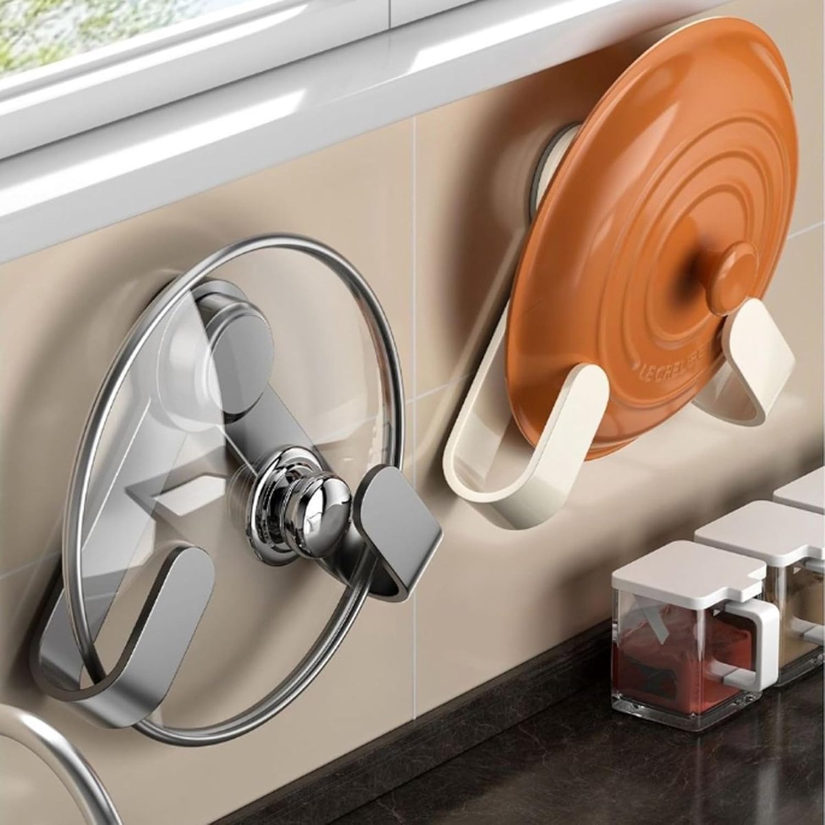 2 pieces - Hooks - Suction hooks - Pot lid racks - Storage racks - Rotatable - Storage accessories - Suitable V1189-WXFBOL-159-1