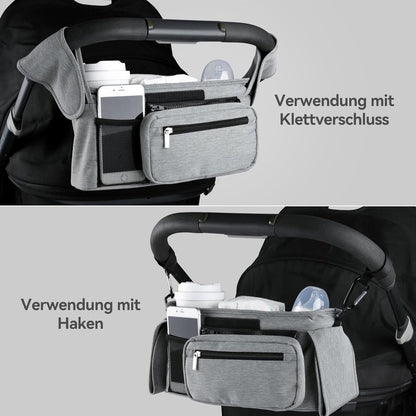 Universal storage bag for stroller - with drink holder - cup holder - stroller storage accessories - large V1189-WXFBOL-3-1