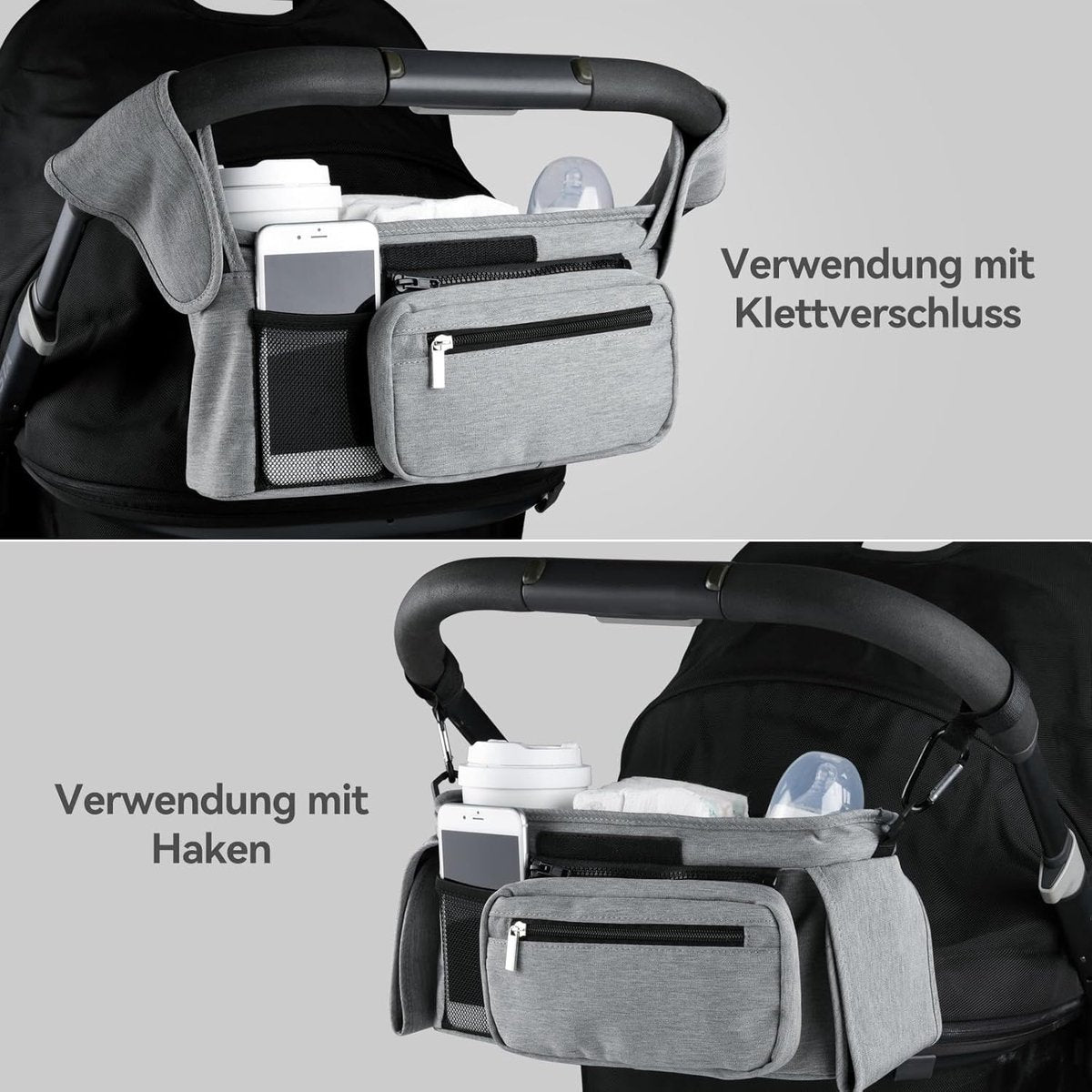 Universal storage bag for stroller - with drink holder - cup holder - stroller storage accessories - large V1189-WXFBOL-3-2