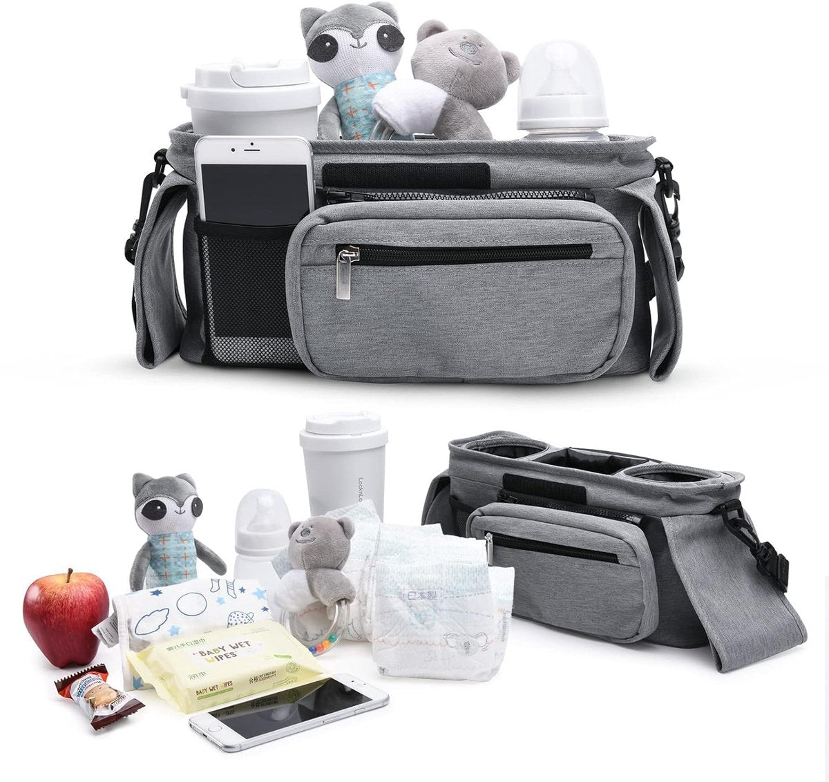 Universal storage bag for stroller - with drink holder - cup holder - stroller storage accessories - large V1189-WXFBOL-3-2