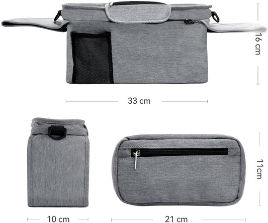 Universal storage bag for stroller - with drink holder - cup holder - stroller storage accessories - large V1189-WXFBOL-3-3