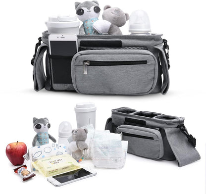 Universal storage bag for stroller - with drink holder - cup holder - stroller storage accessories - large V1189-WXFBOL-3-3