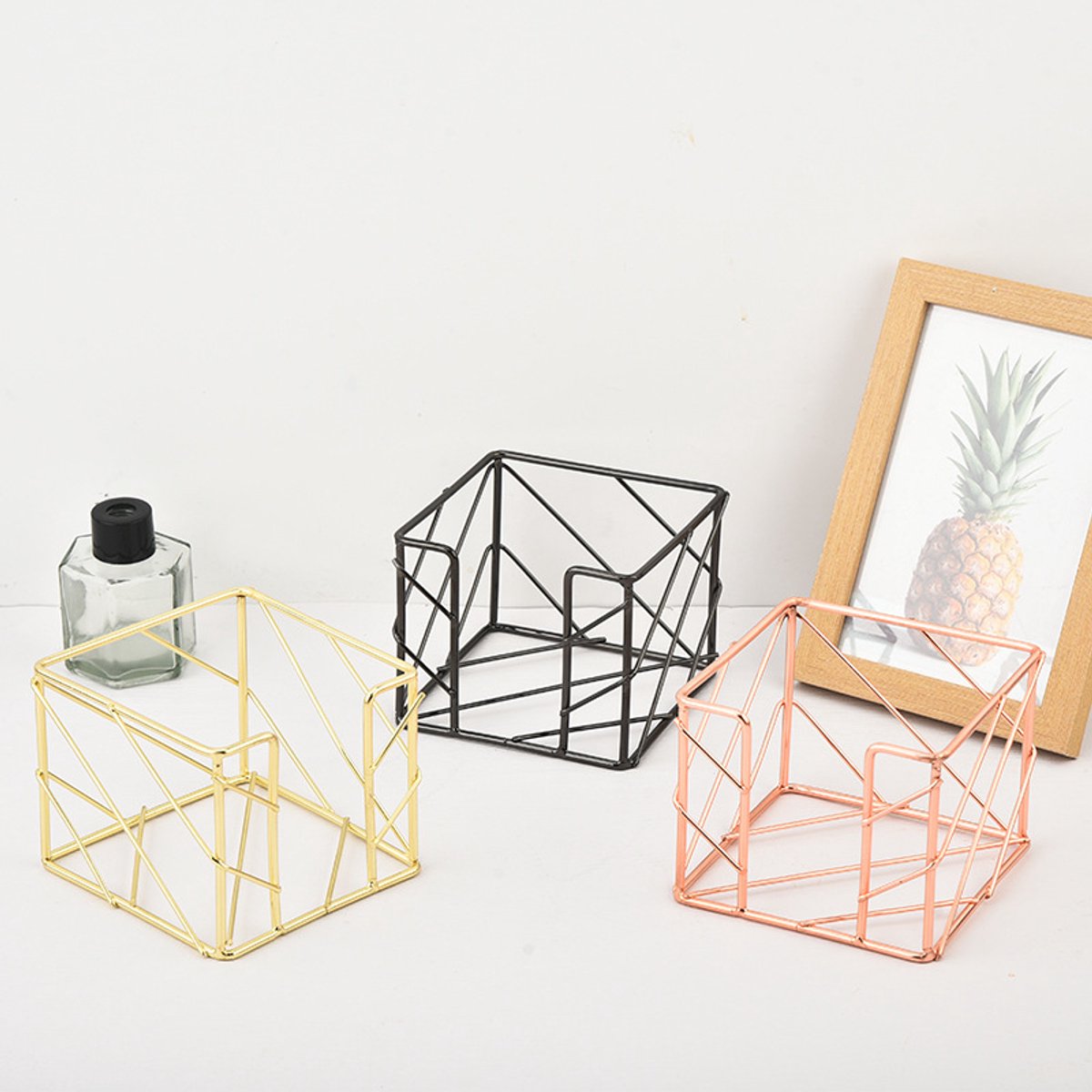 Sticky Note Organizer - Storage Rack - Metal Storage Rack - Creative Openwork Note Box - Desk Storage V1189-WXFBOL-32-1
