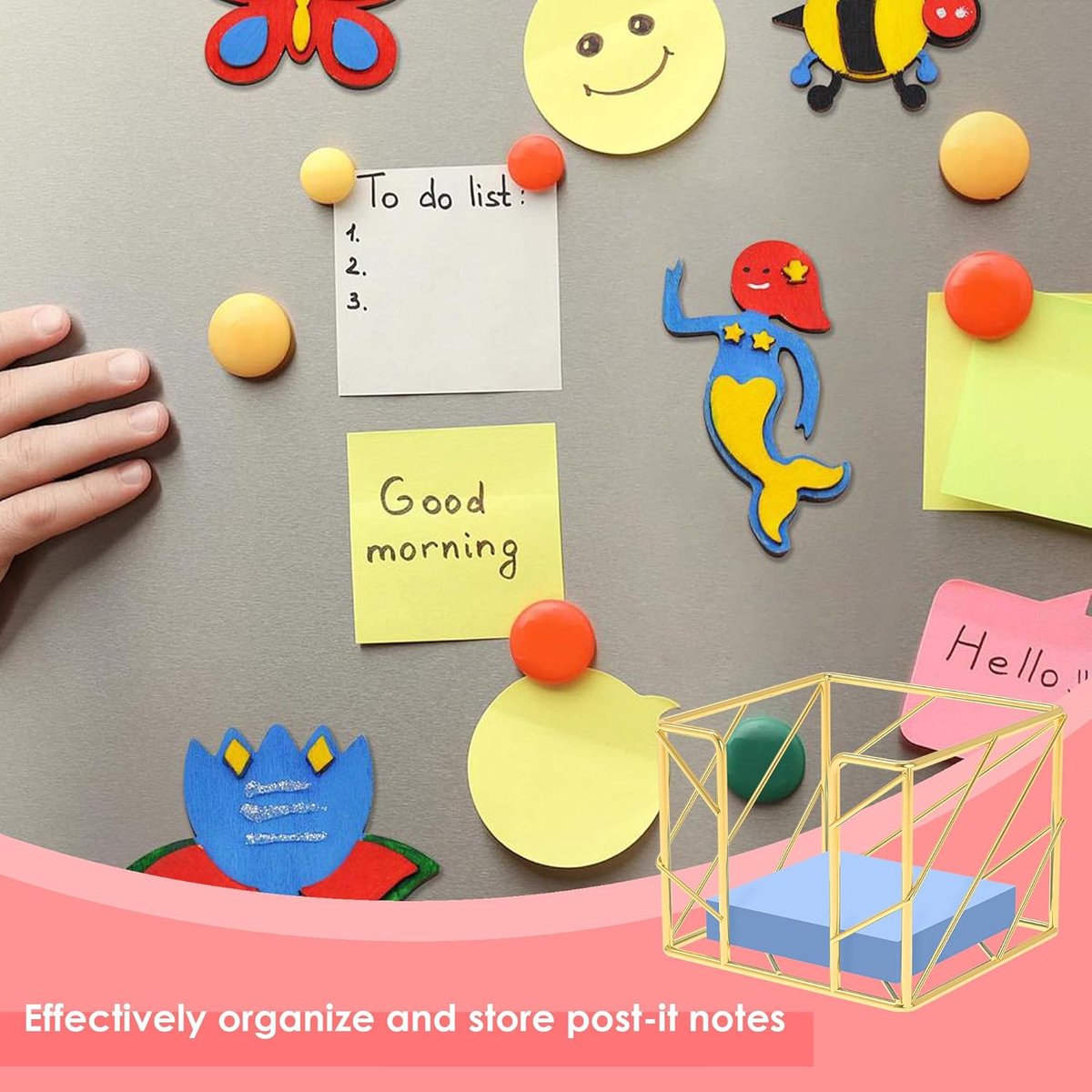 Sticky Note Organizer - Storage Rack - Metal Storage Rack - Creative Openwork Note Box - Desk Storage V1189-WXFBOL-32-1