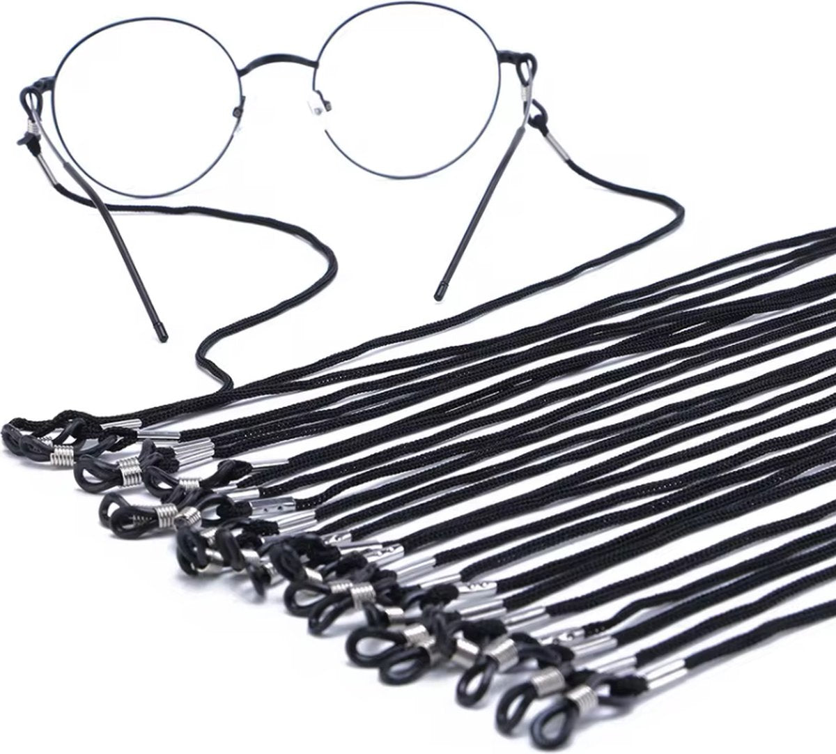 Glasses Cord / 12 Pieces / Black Cord / 3D V1189-WXFBOL-40-1