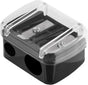 Black 2-hole pencil sharpener - Makeup sharpener with collection tray - plastic V1189-WXFBOL-47-1