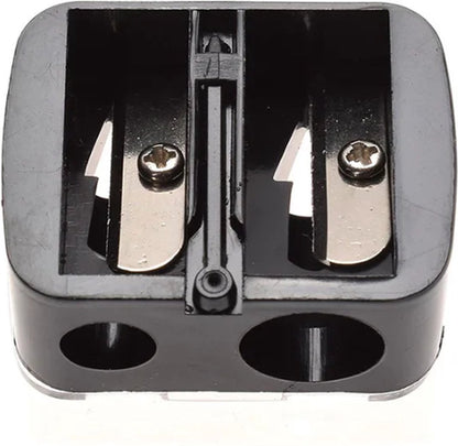 Black 2-hole pencil sharpener - Makeup sharpener with collection tray - plastic V1189-WXFBOL-47-1