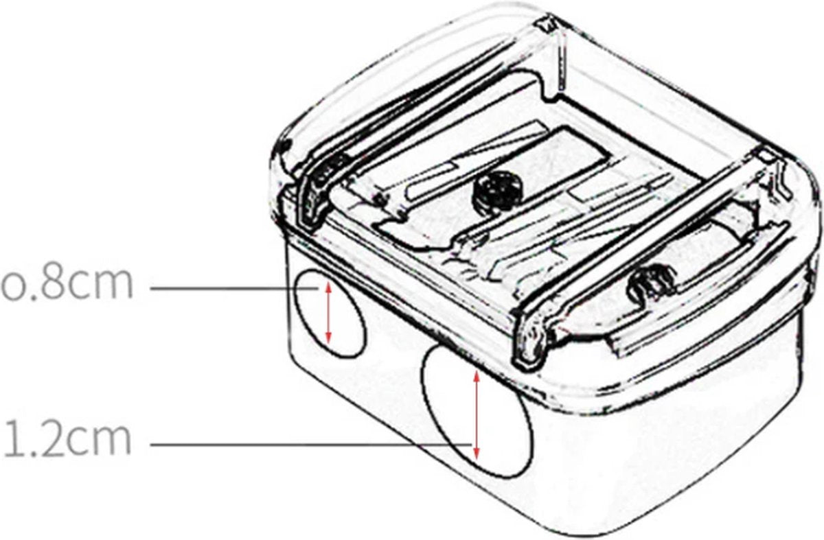 Black 2-hole pencil sharpener - Makeup sharpener with collection tray - plastic V1189-WXFBOL-47-1