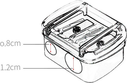 Black 2-hole pencil sharpener - Makeup sharpener with collection tray - plastic V1189-WXFBOL-47-1