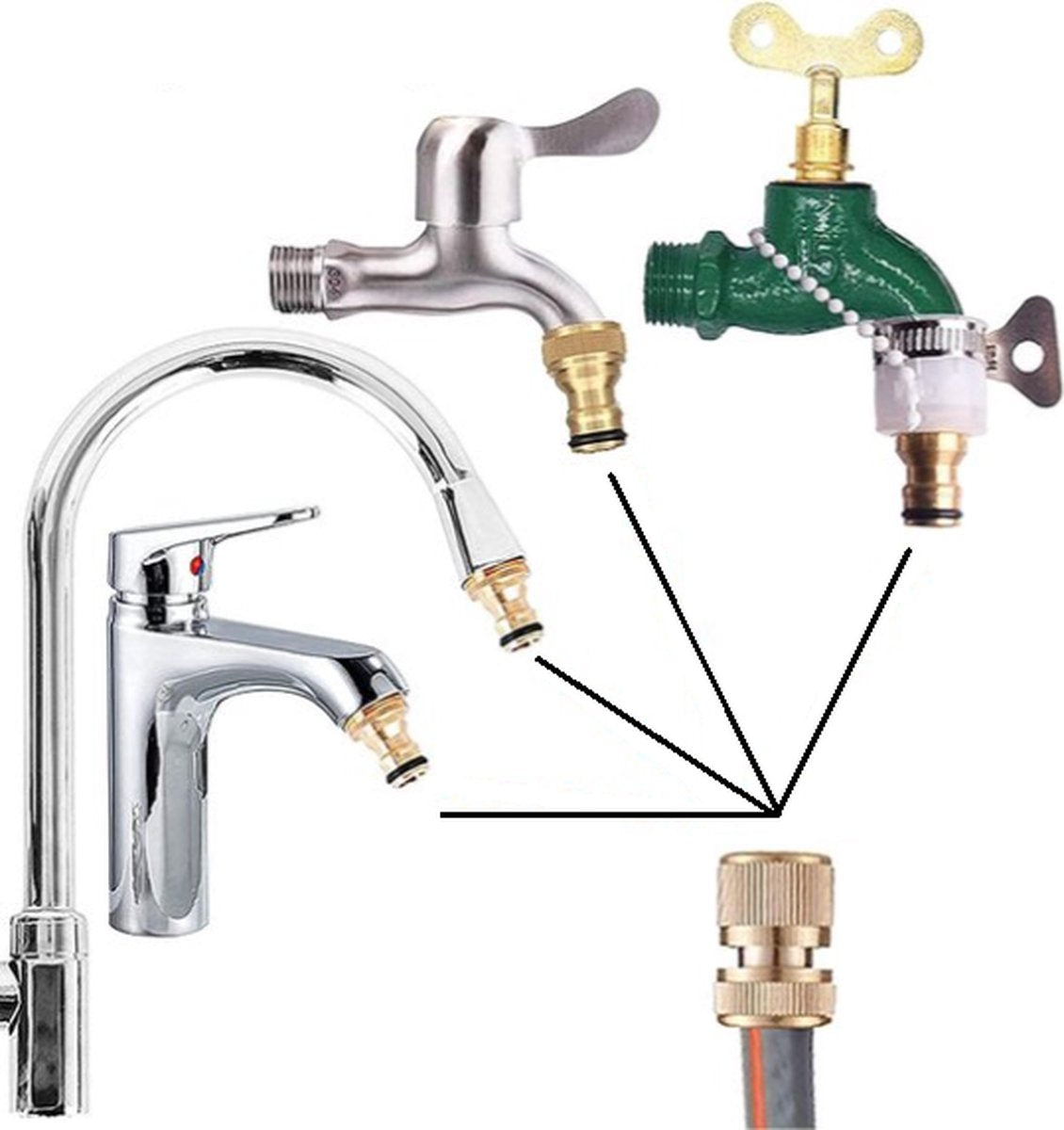 Kitchen Faucet Adapter | Universal | Tap Adapter | For Connecting a Hose | Faucet Connector V1189-WXFBOL-57-1