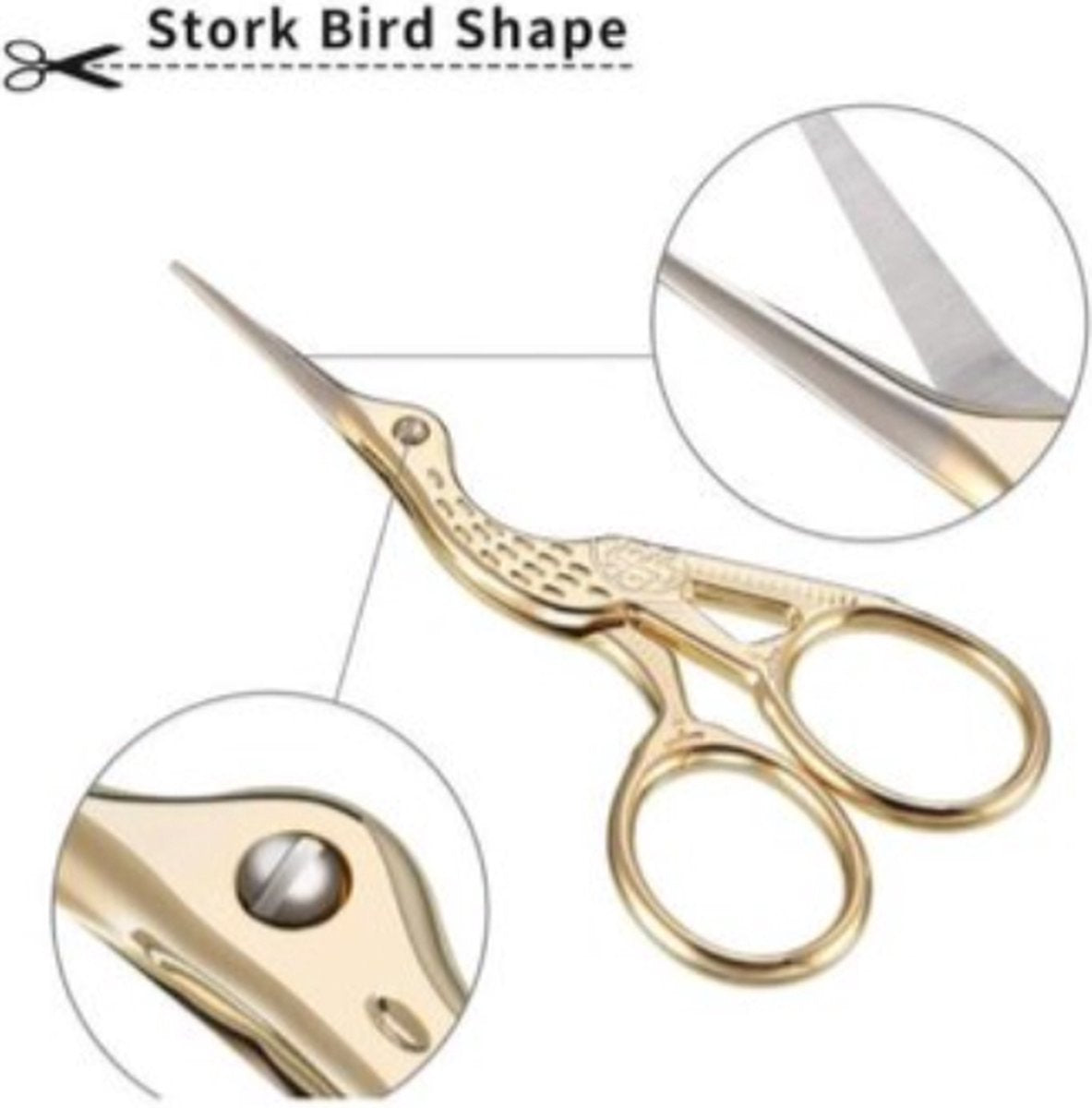 Textile Scissors | Embroidery Scissors | Fabric Scissors | Stork Scissors Model | Craft Scissors | GOLD V1189-WXFBOL-69-1