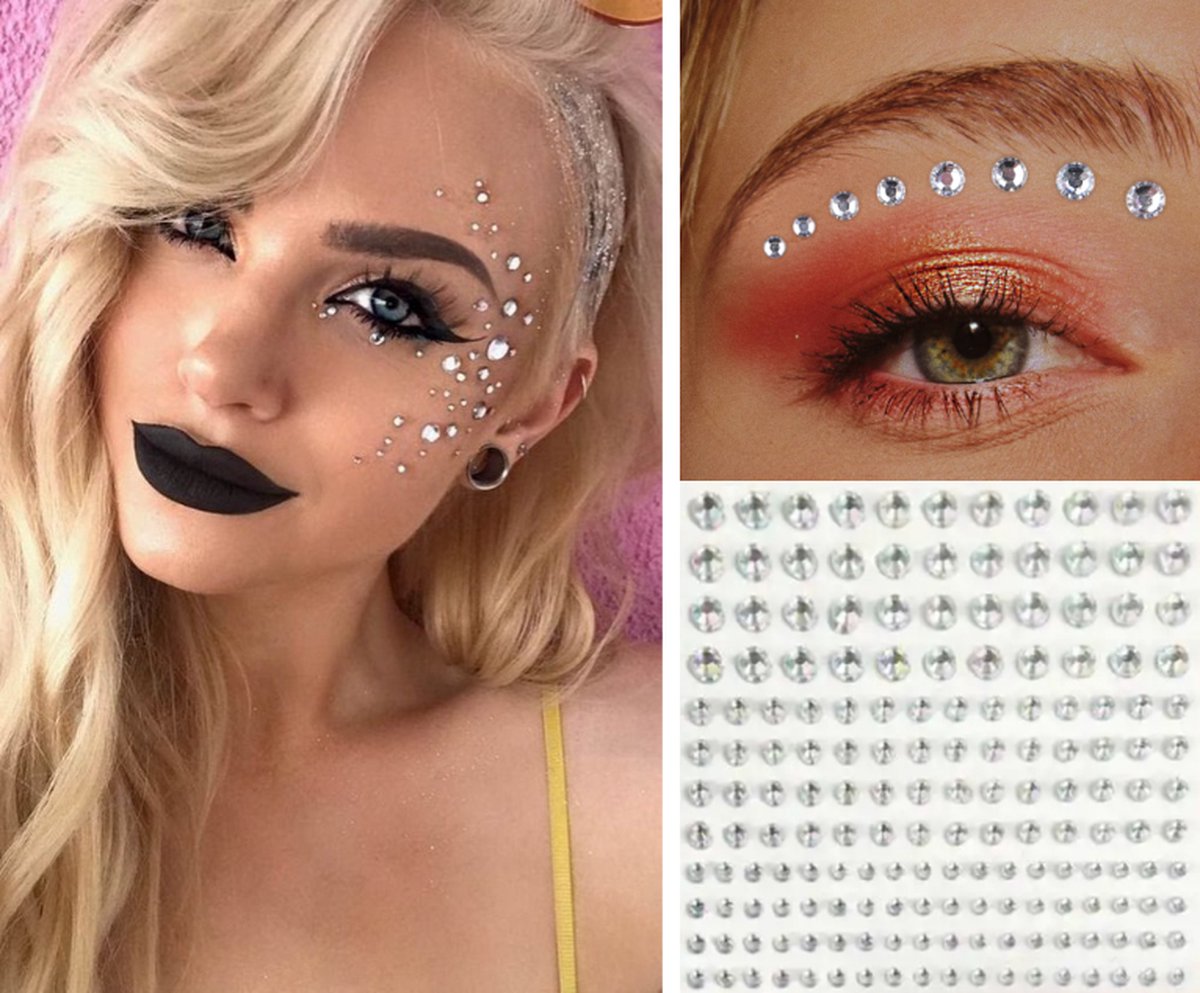 Diamond Face - Glitter makeup stickers in 4 sizes - 100 pieces V1189-WXFBOL-71-1