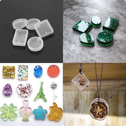 Epoxy molds for pendants - Silicone jewelry mold - Set of 5 V1189-WXFBOL-72-1