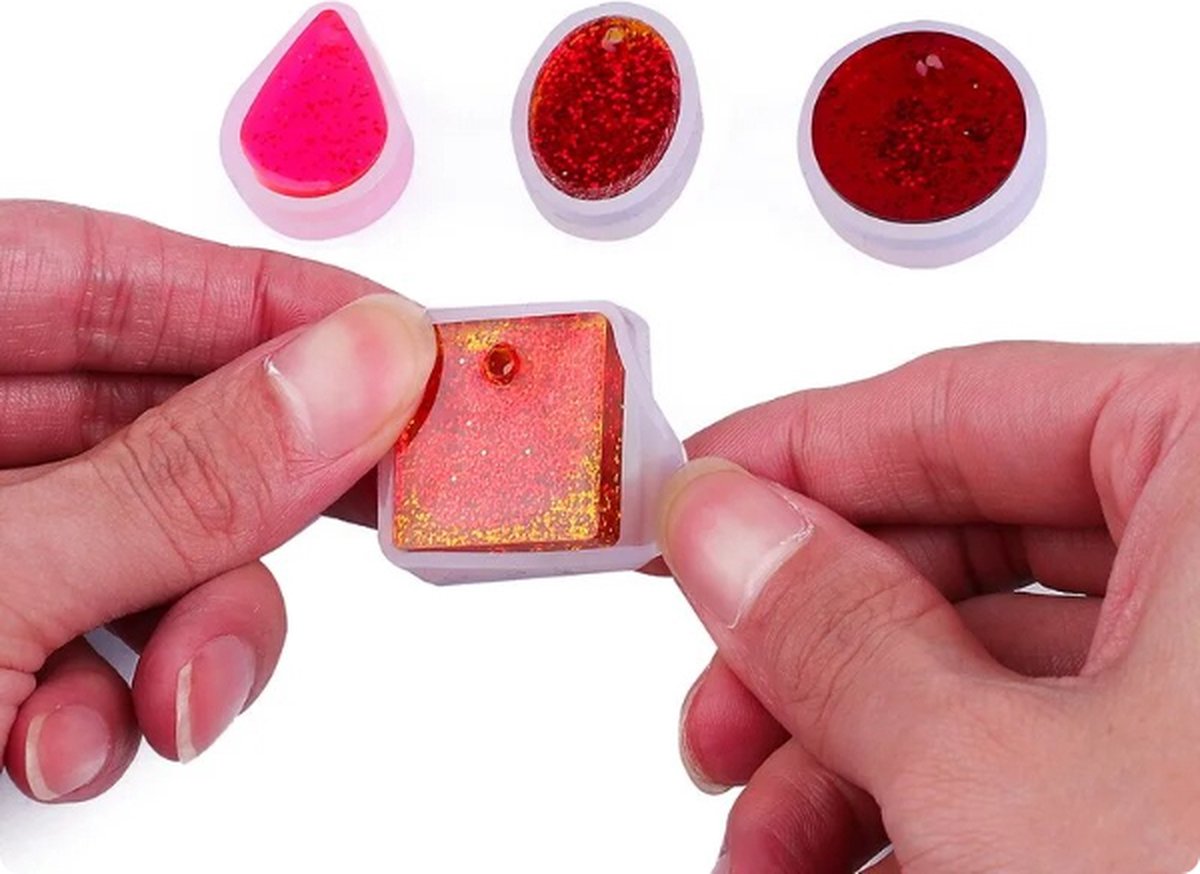 Epoxy molds for pendants - Silicone jewelry mold - Set of 5 V1189-WXFBOL-72-1