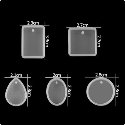 Epoxy molds for pendants - Silicone jewelry mold - Set of 5 V1189-WXFBOL-72-1