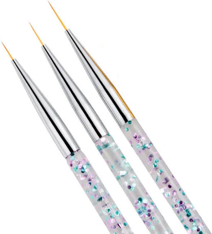 Nail Art Pens Set of 3 | Nail Brushes | silver V1189-WXFBOL-73-2