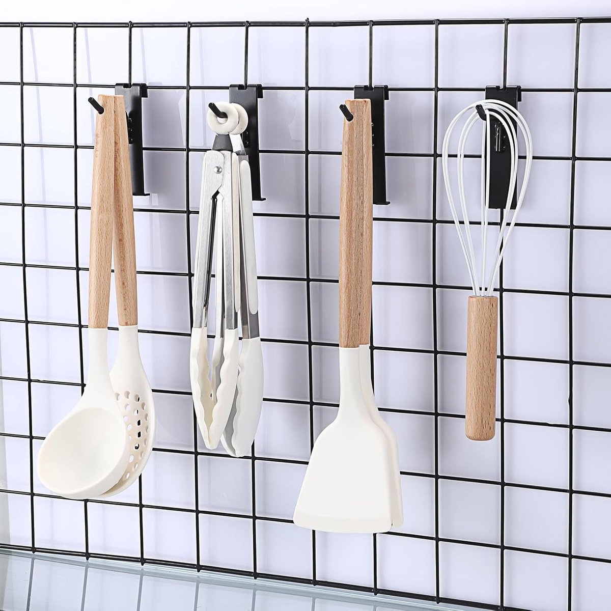 Gridwall Hooks 30 Pieces - 10/15/20cm - Iron - Black - Commercial Quality - Grid Wall Panels Accessory - V1189-WXFBOL-8-1