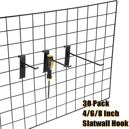 Gridwall Hooks 30 Pieces - 10/15/20cm - Iron - Black - Commercial Quality - Grid Wall Panels Accessory - V1189-WXFBOL-8-1