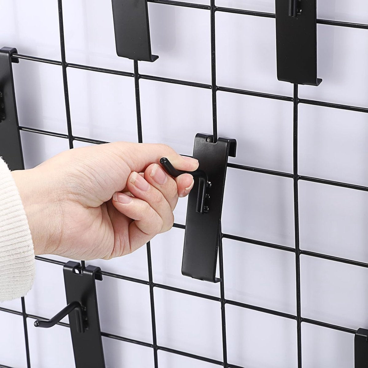 Gridwall Hooks 30 Pieces - 10/15/20cm - Iron - Black - Commercial Quality - Grid Wall Panels Accessory - V1189-WXFBOL-8-1