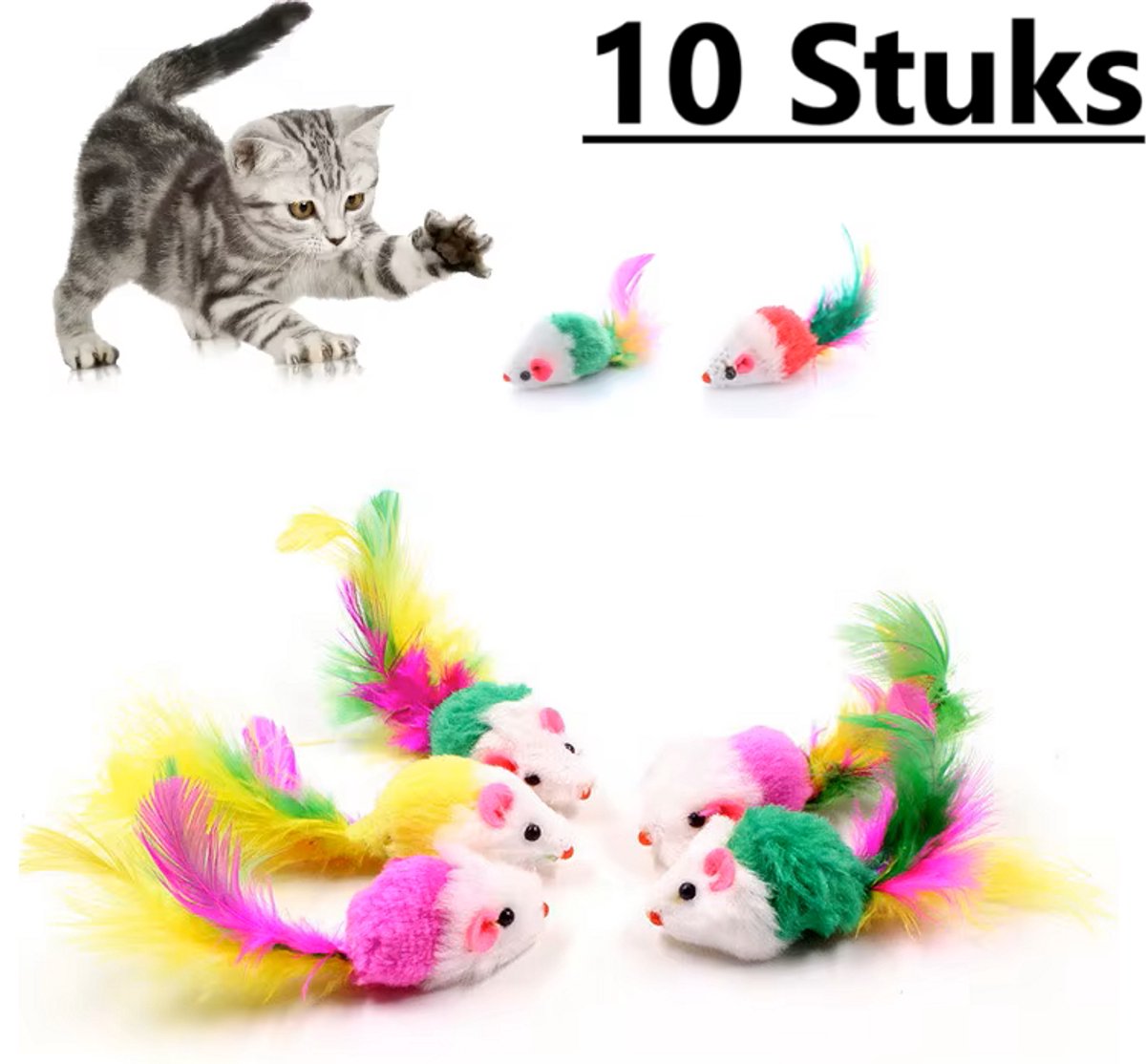 10x Plush Toy Mouse | Cat Toys | Toy Mice | Play Mouse V1189-WXFBOL-89-1