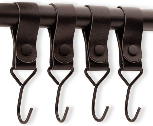 Brute Strength - Multifunctional Hook with Leather Loop - Cognac - 4 pieces - Coat Hook - Camping Hook - V1189-WXFBOL-97-14