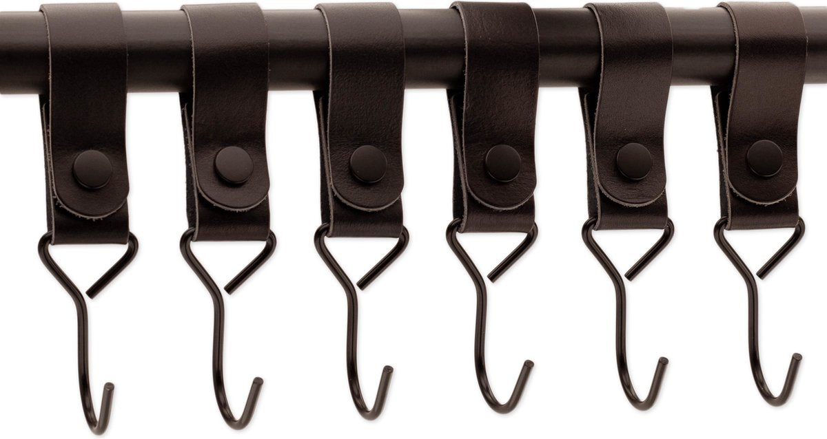 Brute Strength - Multifunctional Hook with Leather Loop - Cognac - 4 pieces - Coat Hook - Camping Hook - V1189-WXFBOL-97-9