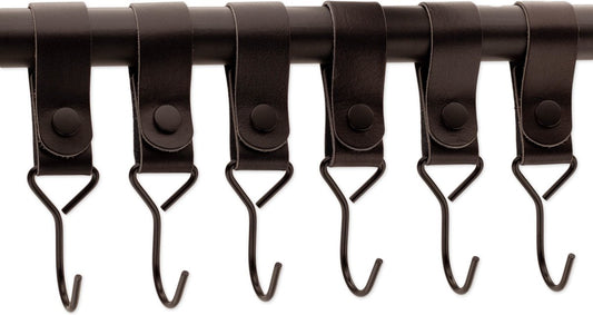 Brute Strength - Multifunctional Hook with Leather Loop - Cognac - 4 pieces - Coat Hook - Camping Hook - V1189-WXFBOL-97-9