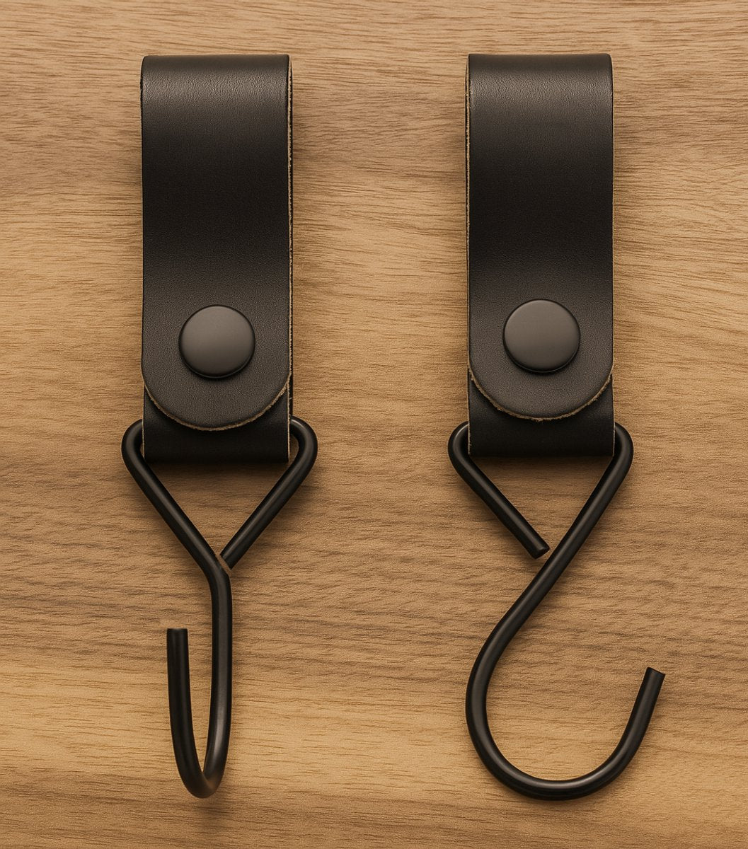 Brute Strength - Multifunctional Hook with Leather Loop - Cognac - 4 pieces - Coat Hook - Camping Hook - V1189-WXFBOL-97-9