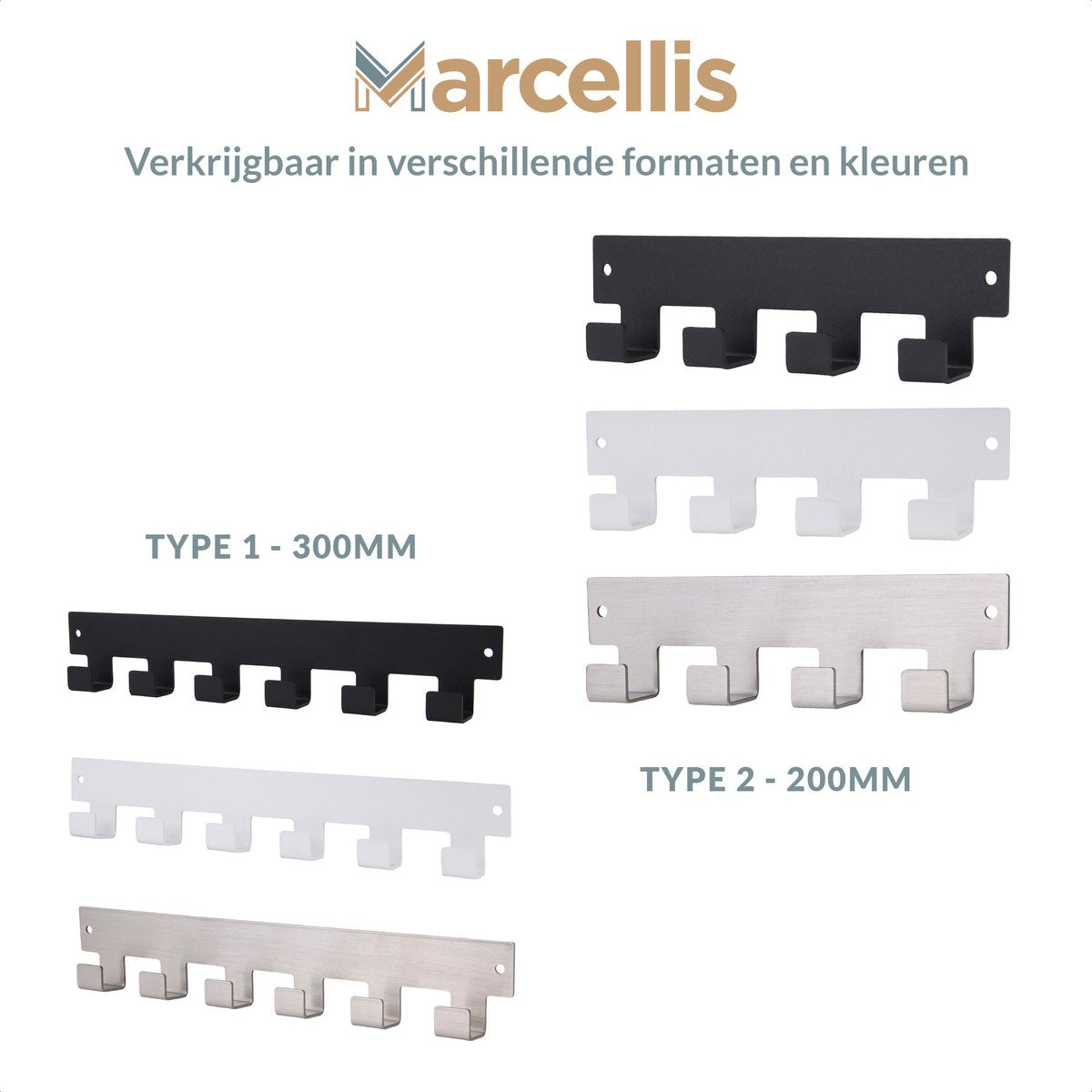 Marcellis - 1x Industrial towel hook - towel holder - hanging hook - 6 hooks - stainless steel V1189-WXFBOL-98-4